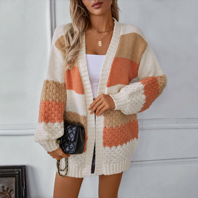 Ezra | Women's Striped Knit Cardigan | Warm