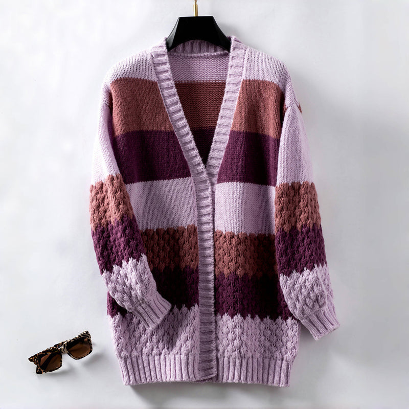 Ezra | Women's Striped Knit Cardigan | Warm