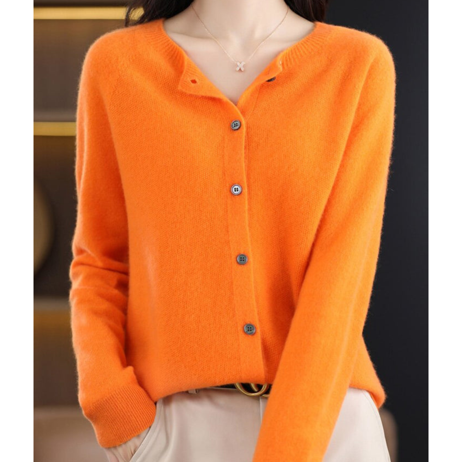 Women's Elegant Round Neck Cardigan Sweater | Elegant & Cozy