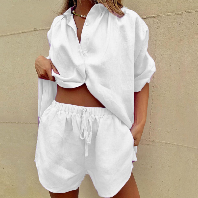 Women's Fit Button Up Two Piece Set | Summer