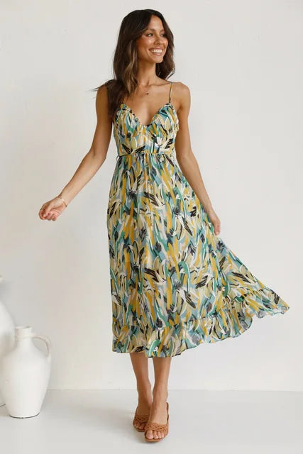 Women's Boho Summer Beach Dress | Midi