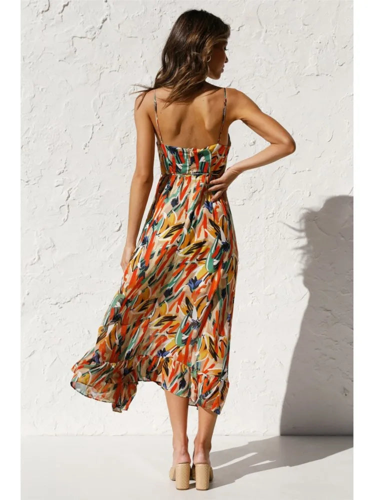 Women's Boho Summer Beach Dress | Midi