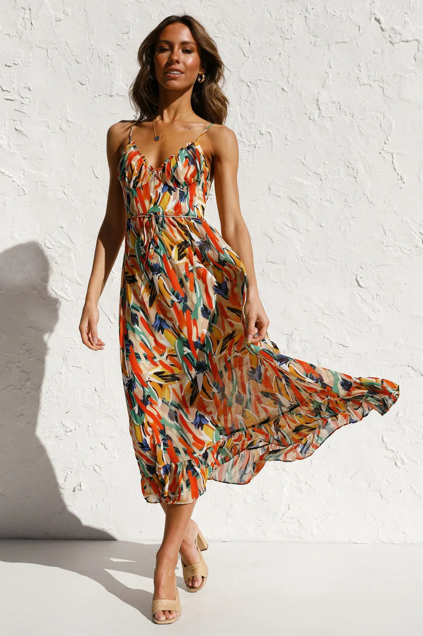 Women's Boho Summer Beach Dress | Midi