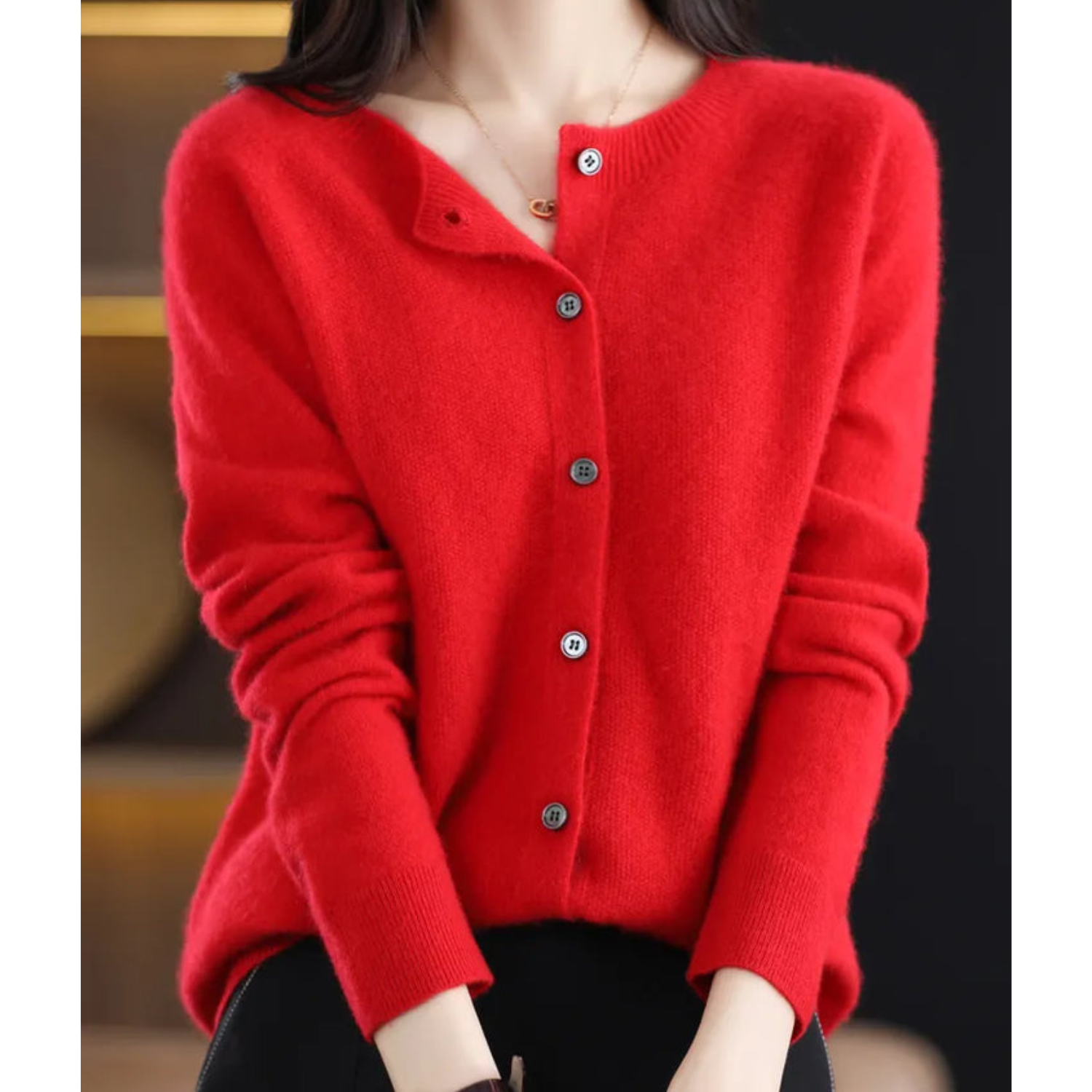 Women's Elegant Round Neck Cardigan Sweater | Elegant & Cozy