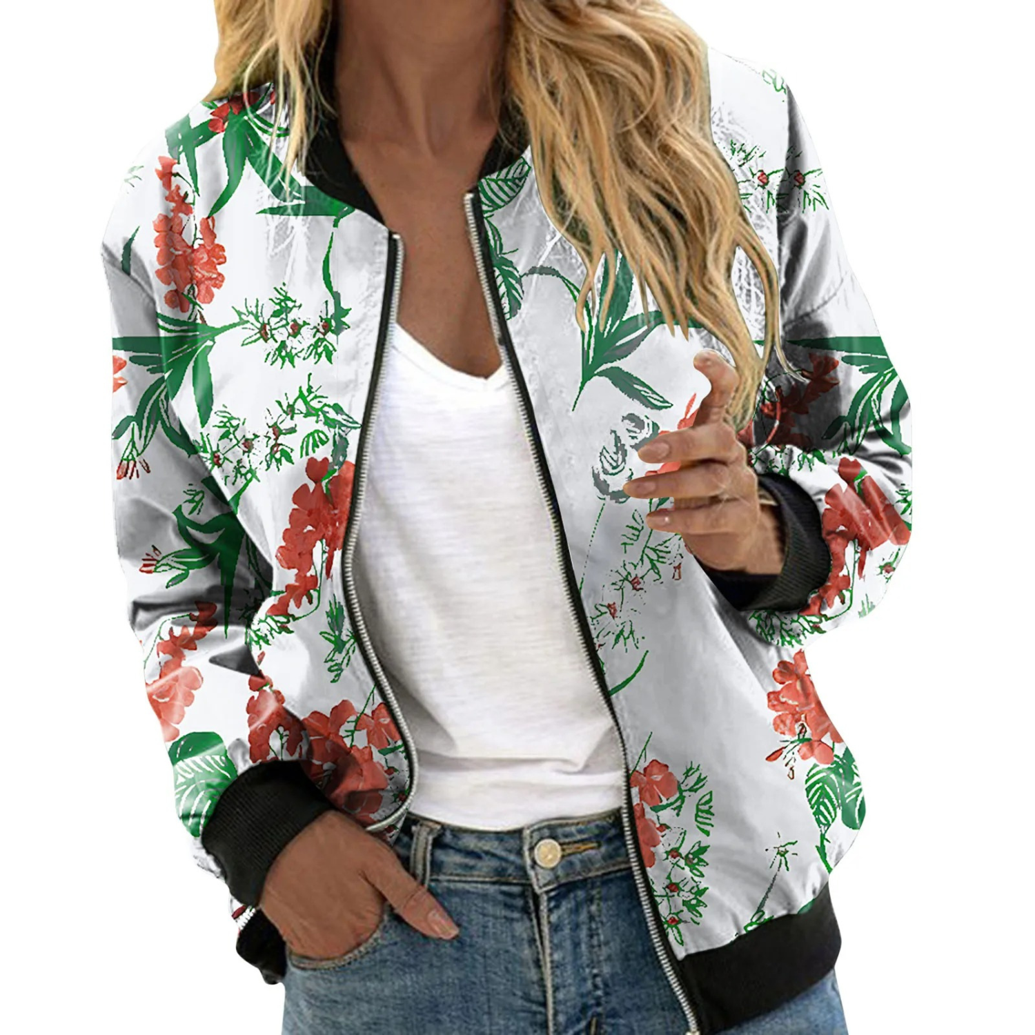 Women's Floral Bomber Jacket | Summer