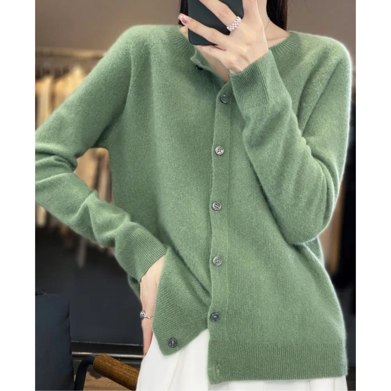 Women's Elegant Round Neck Cardigan Sweater | Elegant & Cozy