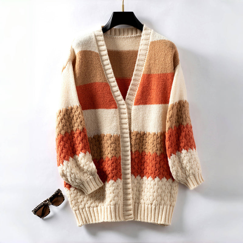 Ezra | Women's Striped Knit Cardigan | Warm