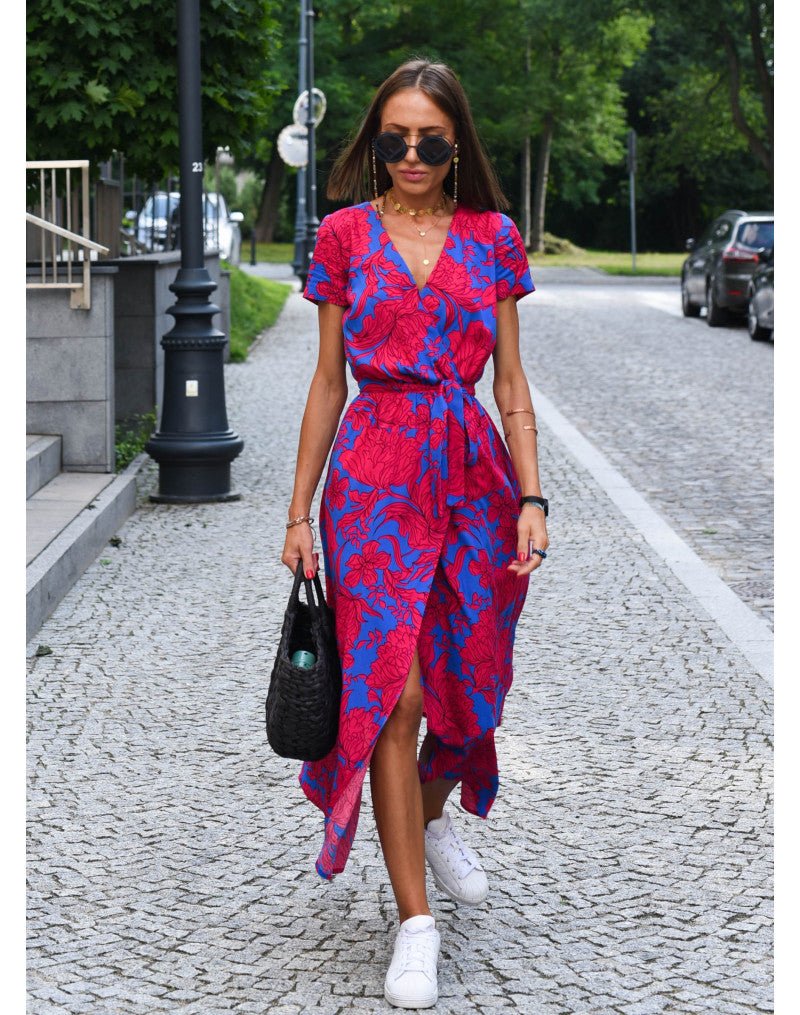 Women's Floral Wrap Summer Dress | Midi