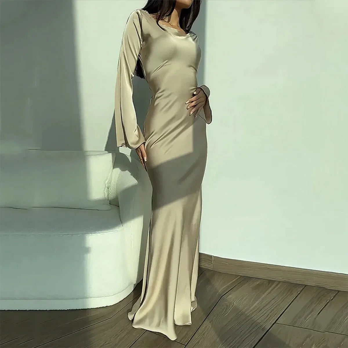 Almie | Women's Elegant Long Sleeve Evening Dress | Maxi