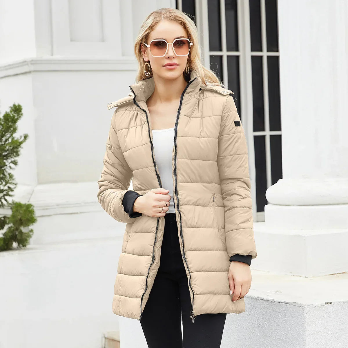 Women's Longline Quilted Winter Jacket | Hooded