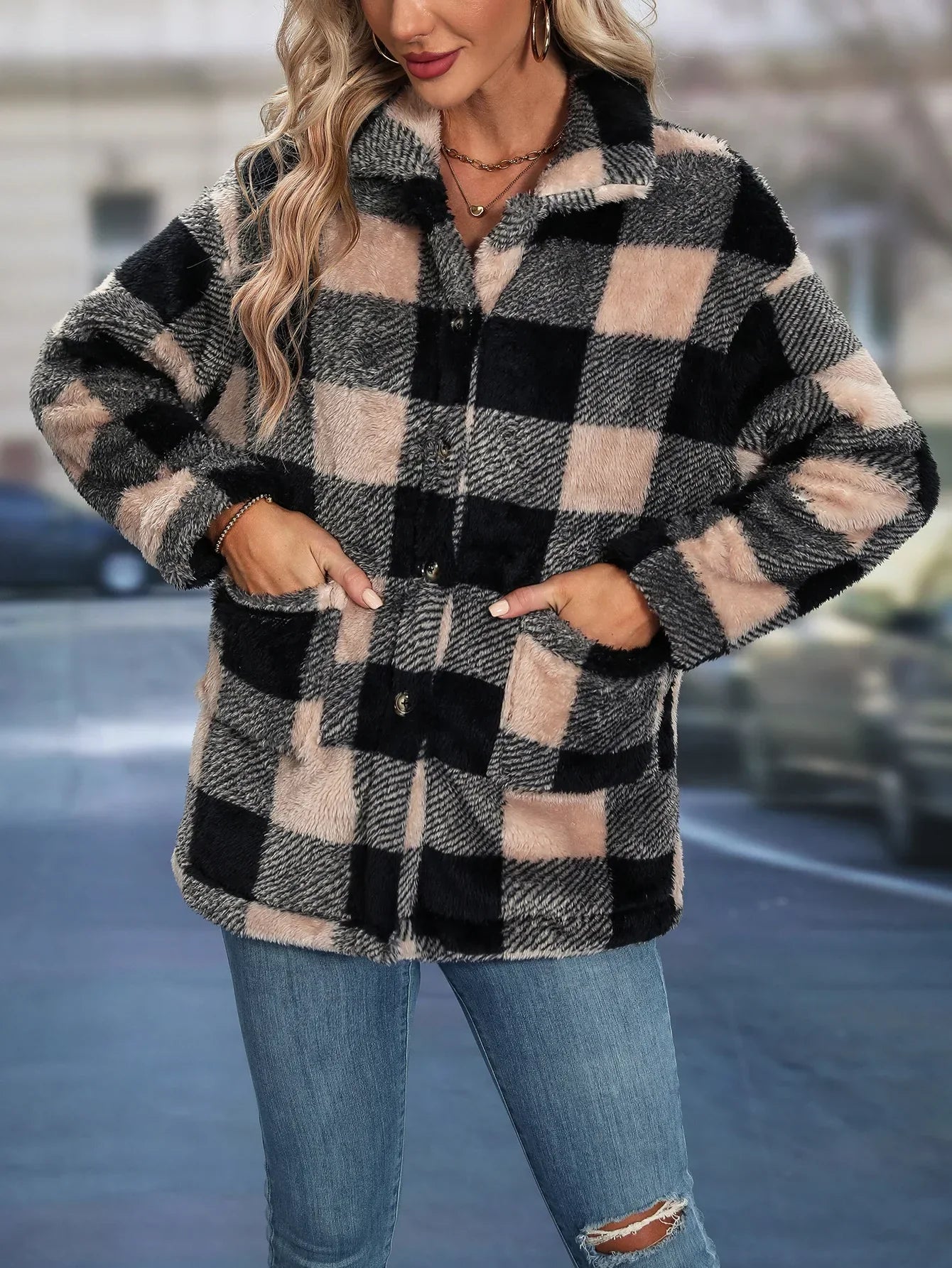 Women's Warm Plaid Winter Coat | Classic