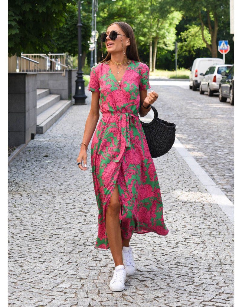 Women's Floral Wrap Summer Dress | Midi