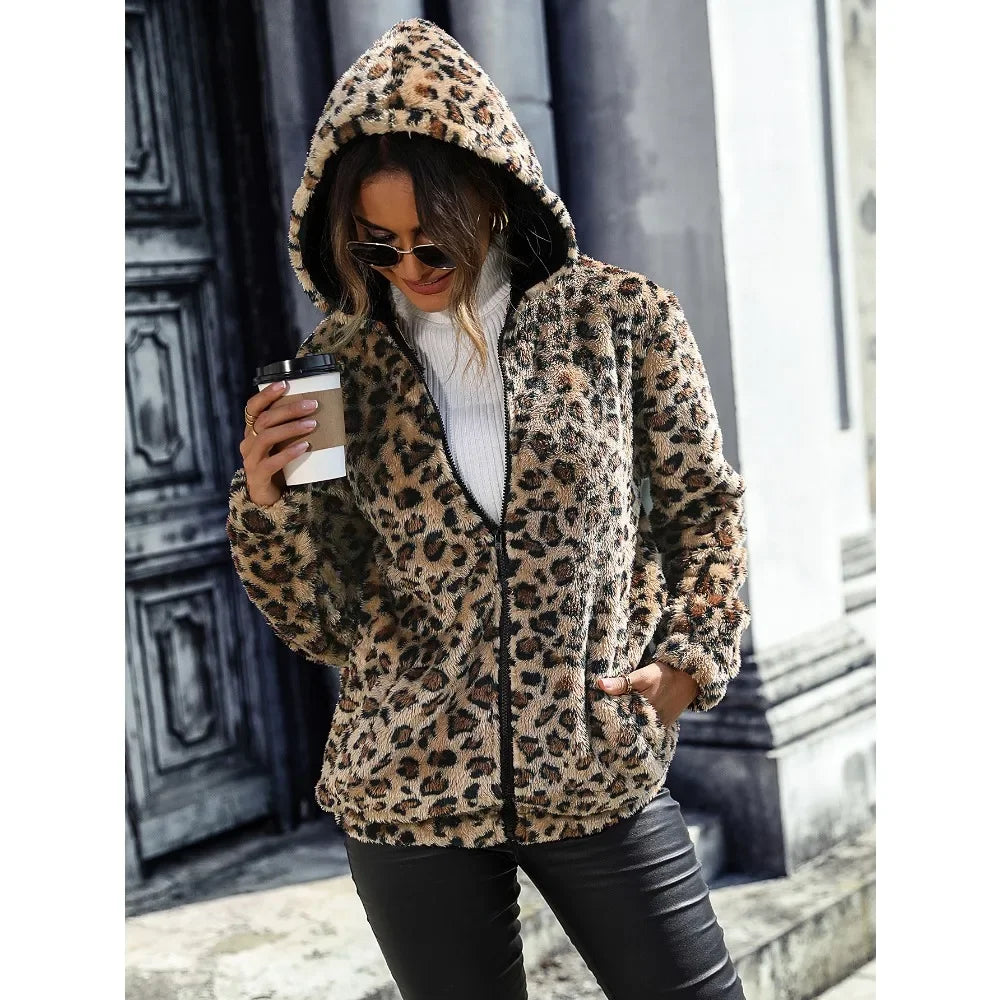 Women's Leopard Plush Jacket | Cozy