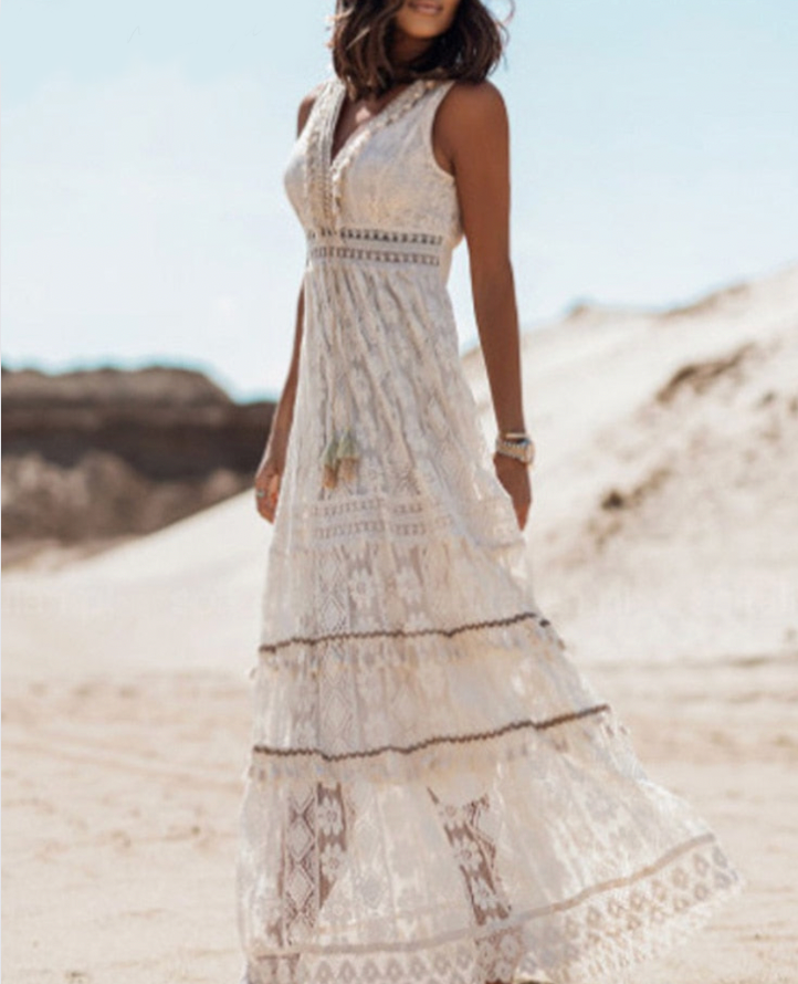 Women's Elegant Boho Beach Dress | Maxi