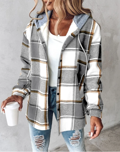 Women's Striped Hooded Jacket | Winter