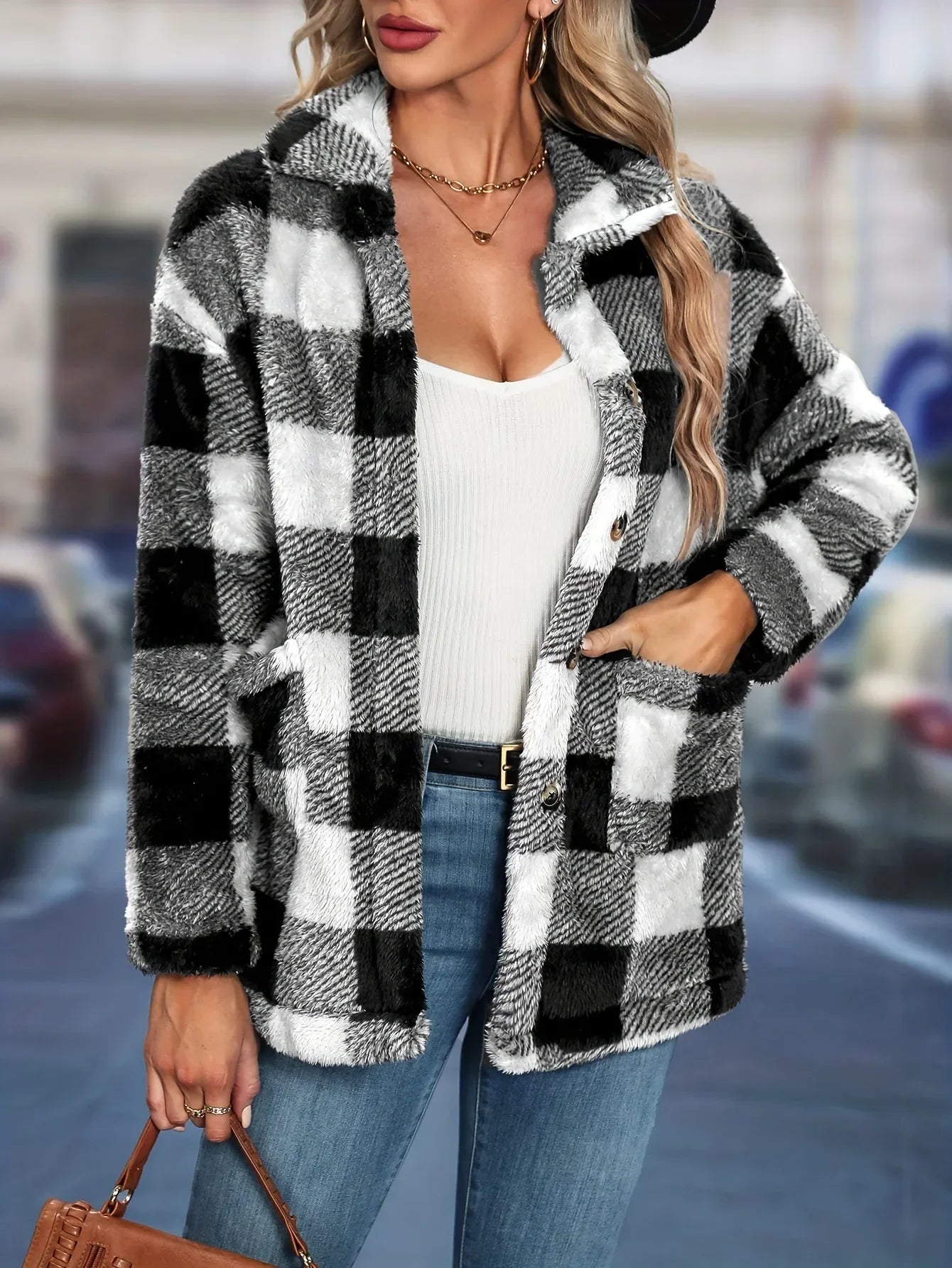 Women's Warm Plaid Winter Coat | Classic