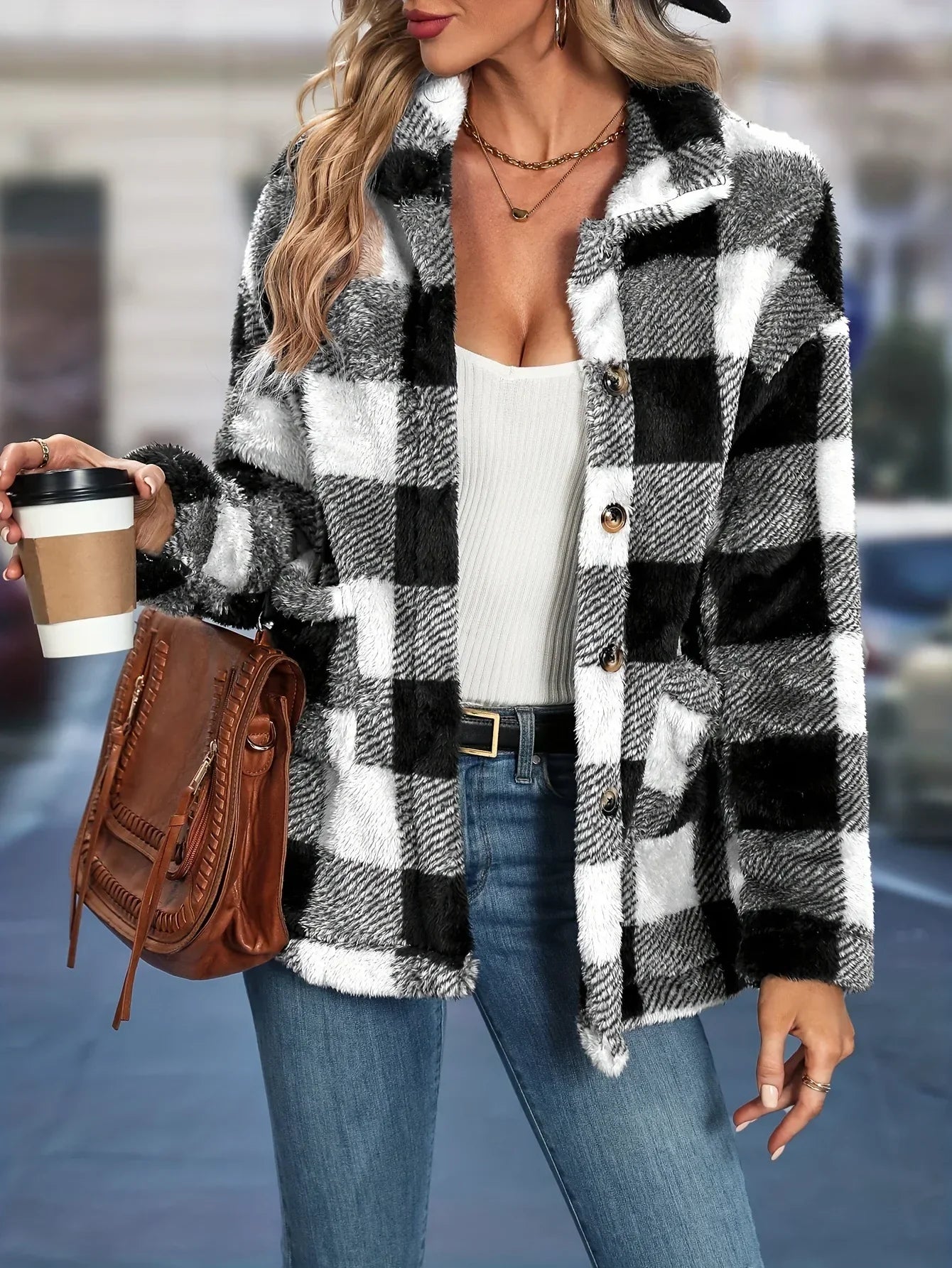 Women's Warm Plaid Winter Coat | Classic