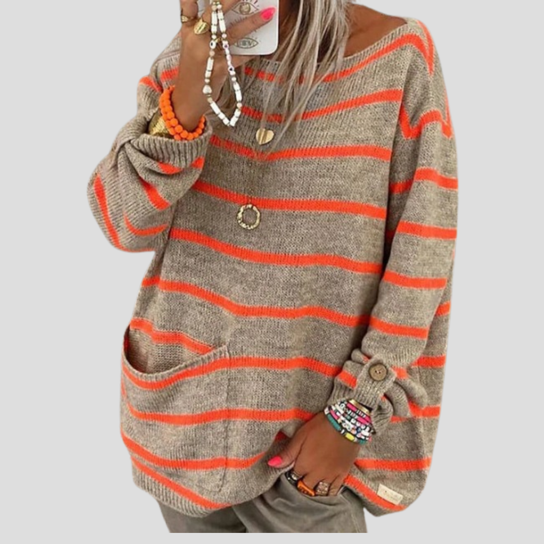 Women's Comfortable Knitted Sweater | Striped