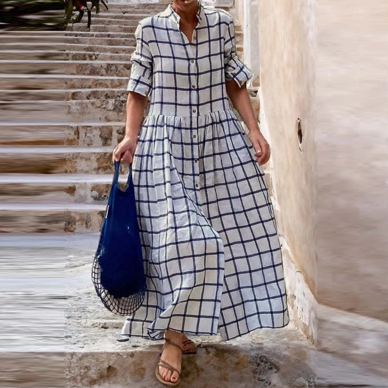 Women's Stylish Checked Maxi Dress | Trendy