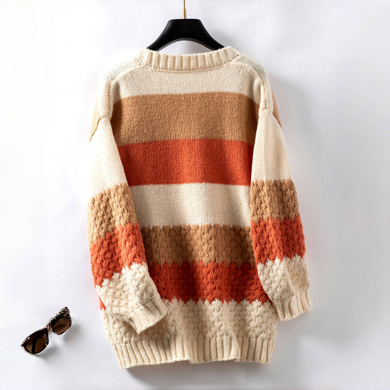 Ezra | Women's Striped Knit Cardigan | Warm