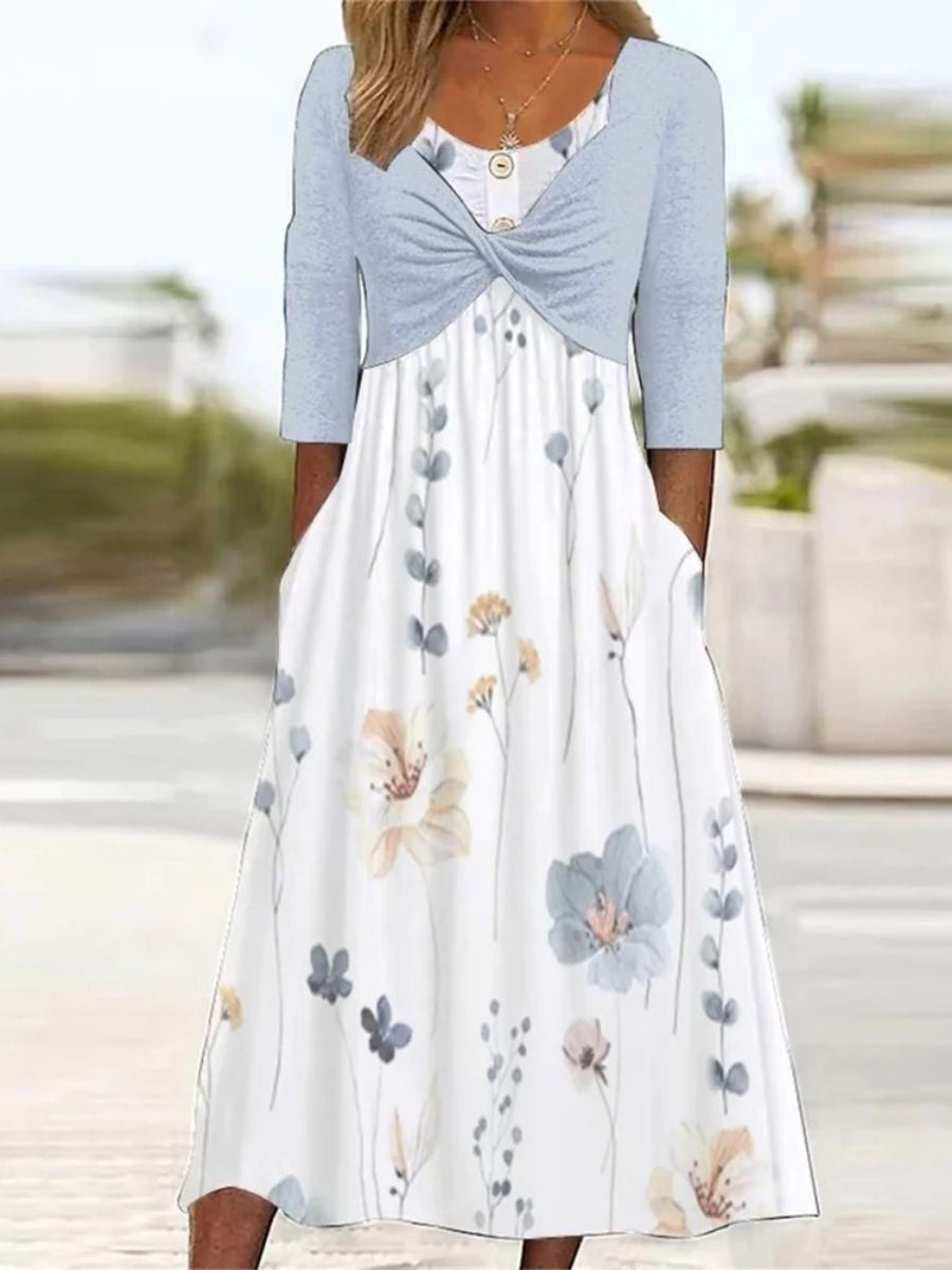 Women's white floral summer dress | Midi