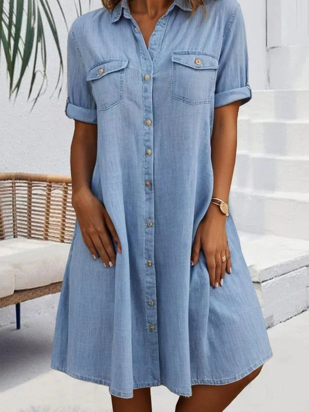 WOMEN'S SHORT SLEEVE SUMMER MIDI DRESS | CASUAL