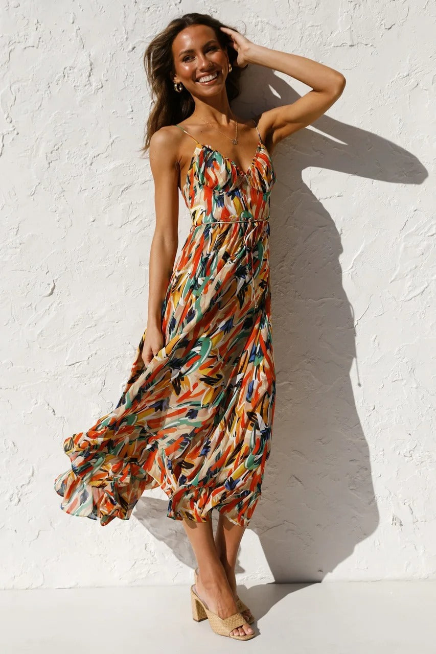 Women's Boho Summer Beach Dress | Midi