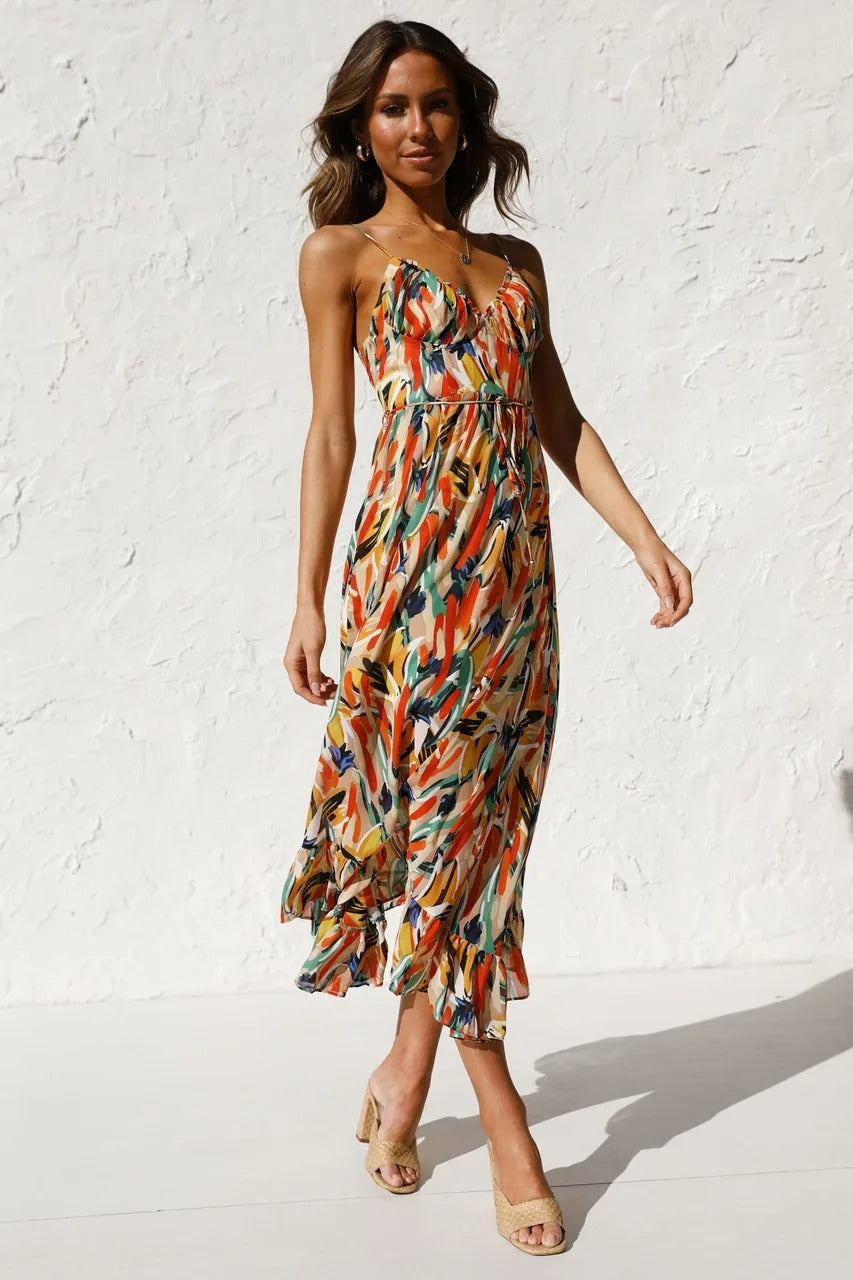 Women's Boho Summer Beach Dress | Midi