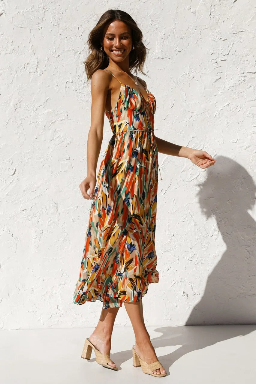 Women's Boho Summer Beach Dress | Midi