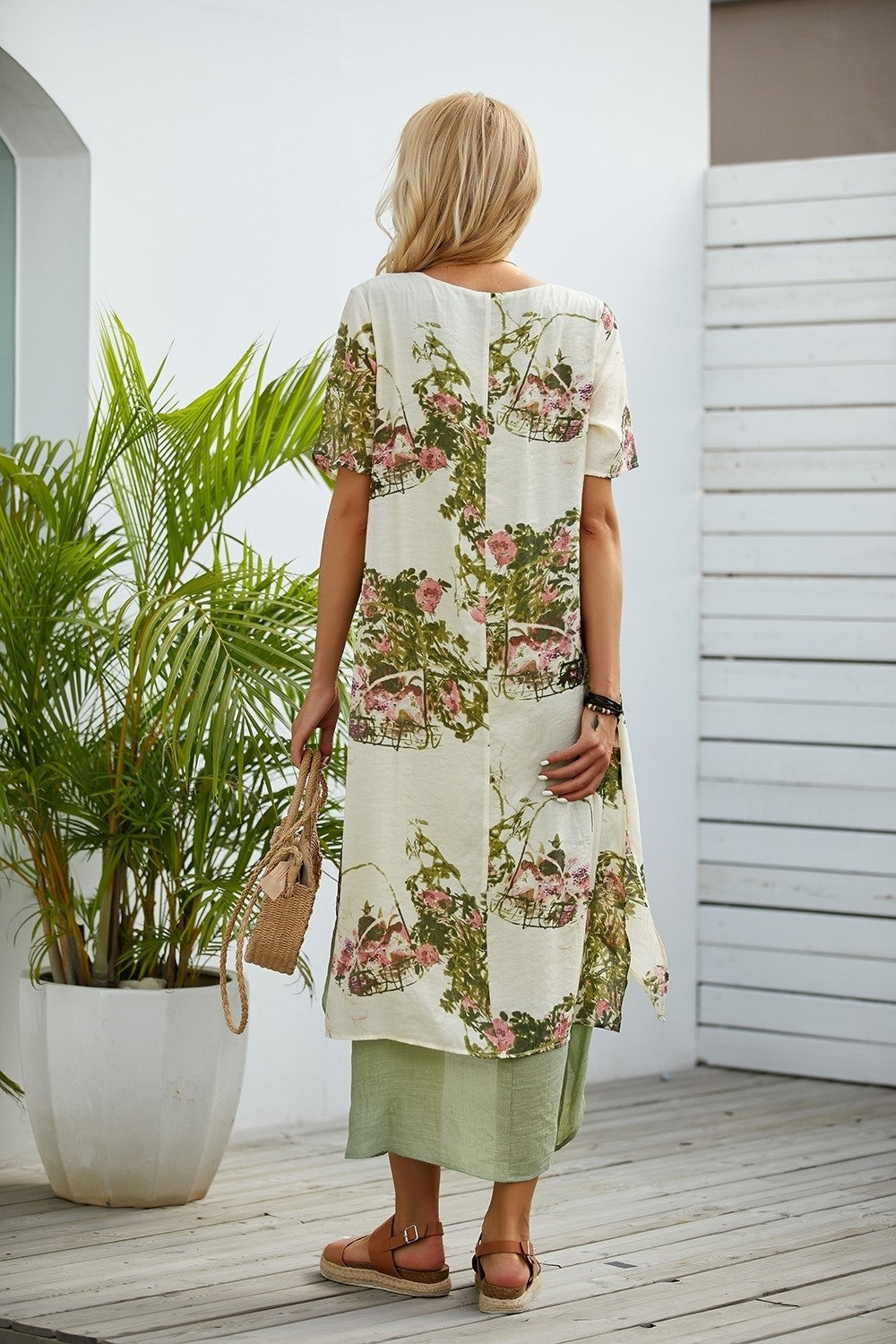 Women's Green Floral Print Maxi Dress | Spring