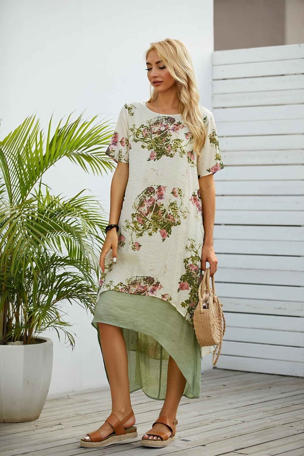 Women's Green Floral Print Maxi Dress | Spring