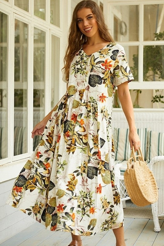 Women's Long Floral Print Maxi Dress | Summer Casual