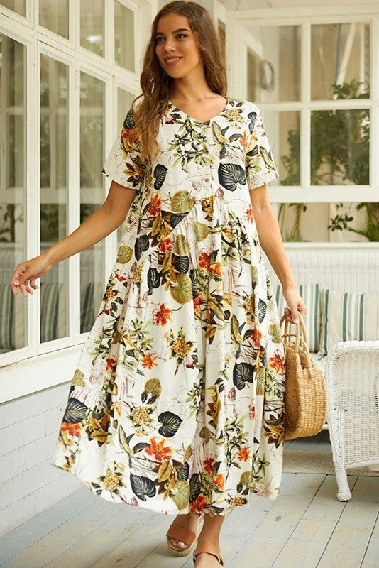 Women's Long Floral Print Maxi Dress | Summer Casual