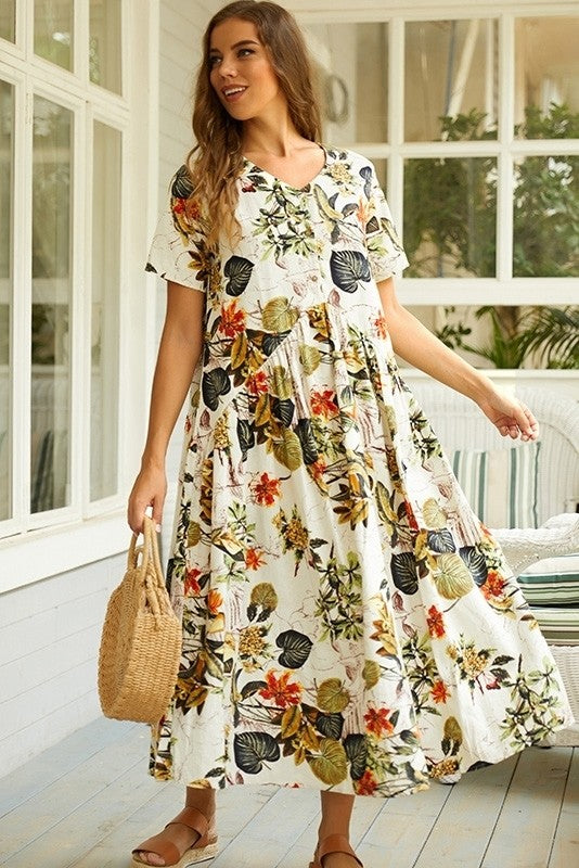 Women's Long Floral Print Maxi Dress | Summer Casual