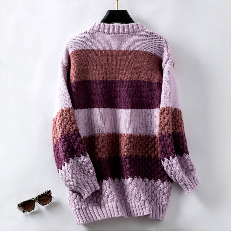 Ezra | Women's Striped Knit Cardigan | Warm