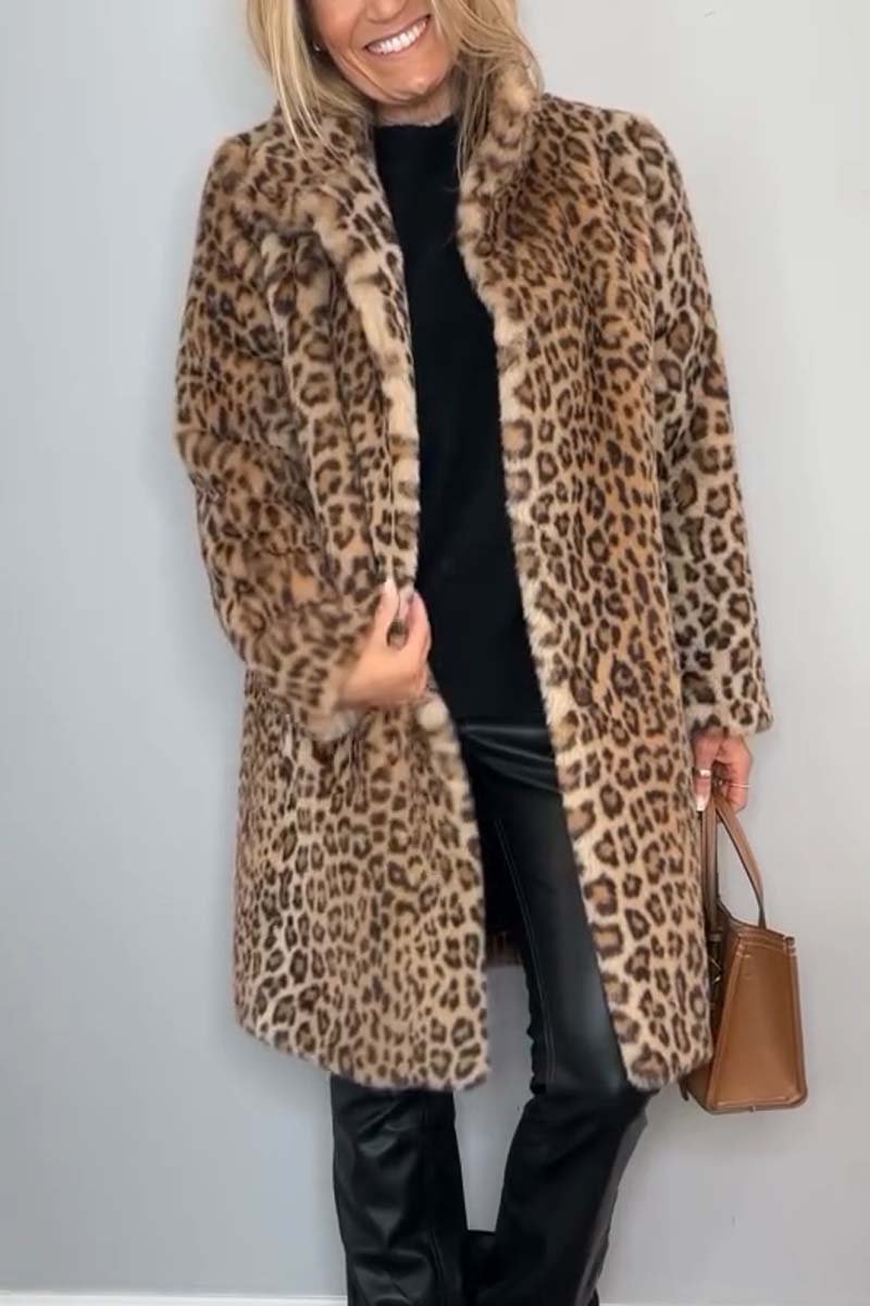 Women's Elegant Leopard Thick Jacket | Long